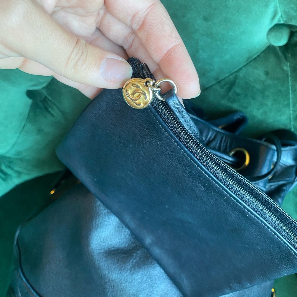 Authentic Chanel Black Bucket Drawstring With Wal… - image 5